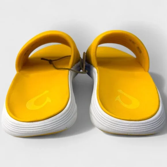 OluKai Komo Slide Sandals Yellow Hibiscus Men's Size 10 NWT No Box Lightweight - Picture 5 of 11